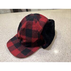 UGG Plaid Flannel Wool & SHEARLING TRAPPER CAP W Fur Flap Sz S/M EUC